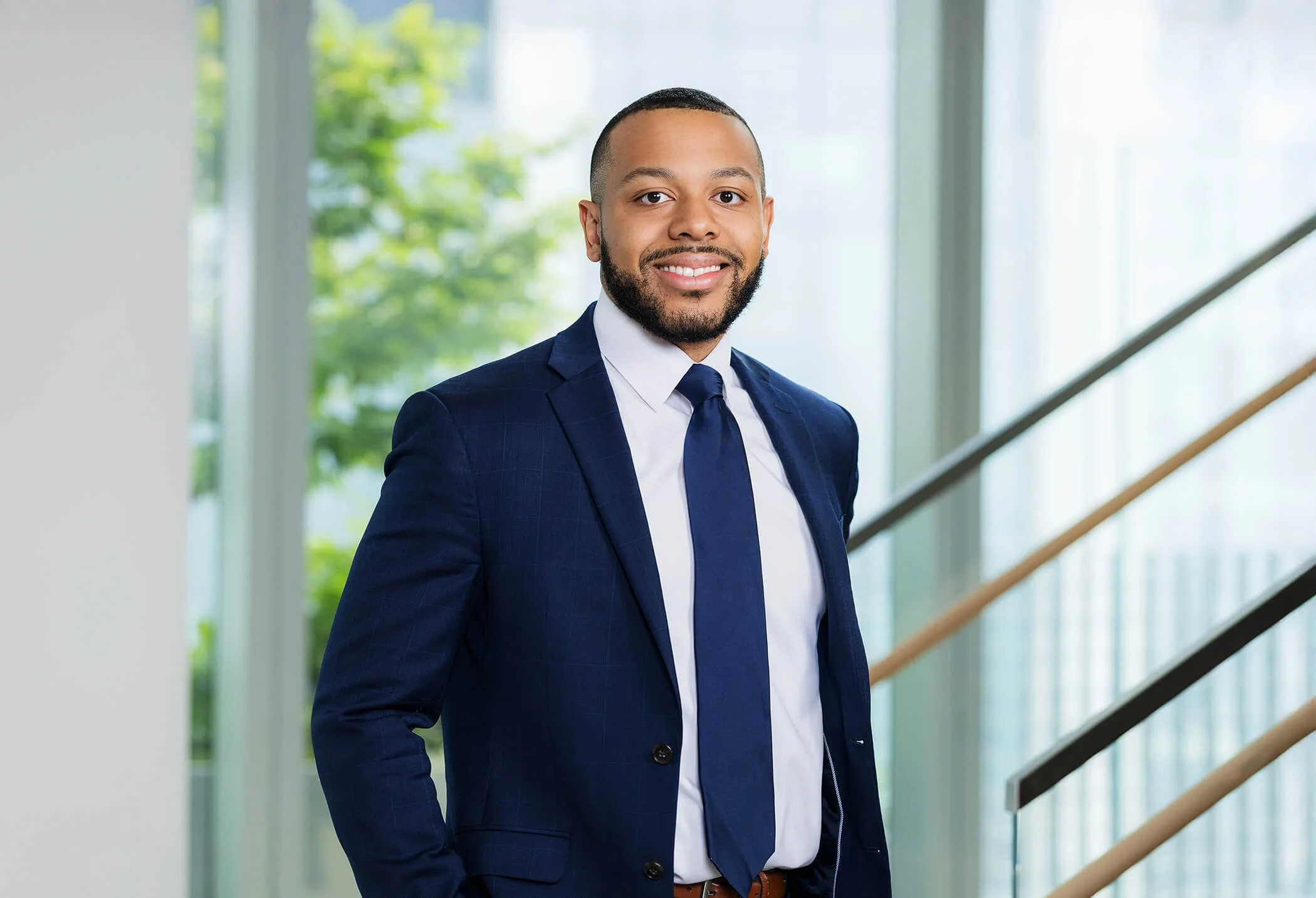 Attorney professional portrait, natural light office